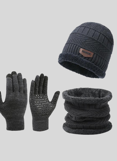 Unisex Winter-Accessoire-Set aus dicker Wolle -HARRISON