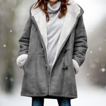 Svetlana - Premium Fleece-Wildlederjacke mit halblanger Kapuze